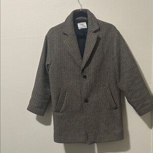 Zara Boy’s Black and White Checkered Pea Coat
